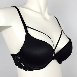 ⭐️2/ $40⭐️ La SENZA Obsession Black Lace Padded Underwire Push Up Bra 32C